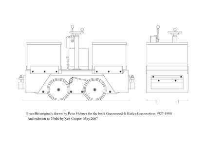 GreenBat originaly drawn by Peter Holmes for the book Greenwood & Batley LocomotivesAnd redrawn to 7/8ths by Ken Cooper May 2007 