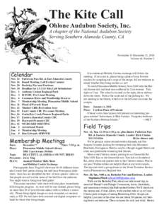 The Kite Call  Ohlone Audubon Society, Inc. A chapter of the National Audubon Society Serving Southern Alameda County, CA