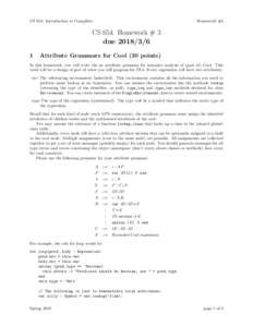 CS 654: Introduction to Compilers  Homework #3 CS 654: Homework # 3 due