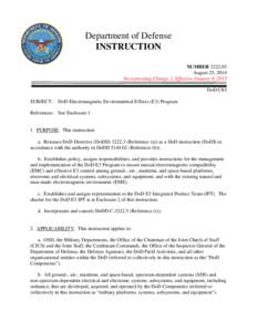 DoD Instruction, August 25, 2014; Incorporating Change 1, Effective January 8, 2015