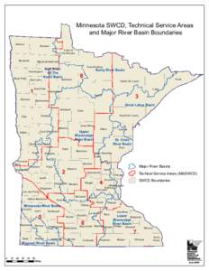 Minnesota SWCD, Technical Service Areas and Major River Basin Boundaries Kittson Roseau