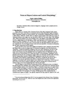 Notes on Mopan Lexicon and Lexical Morphology* Charles Andrew Hofling Southern Illinois University at Carbondale