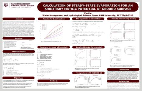 CALCULATION OF STEADY-STATE EVAPORATION FOR AN ARBITRARY MATRIC POTENTIAL AT GROUND SURFACE Xin Liu Water Management and Hydrological Science, Texas A&M University, TXResults for Ep calculation