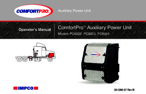 Auxiliary Power Unit  Operator’s Manual ComfortPro Auxiliary Power Unit TM