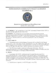 ICPG[removed]INTELLIGENCE COMMUNITY POLICY GUIDANCE NUMBER[removed]EXEMPTION OF INFORMATION FROM DISCOVERY