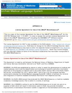 Appendix A.1 2007AC UMLS Appendix to the License Agreement
