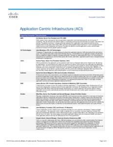 Ecosystem Quote Sheet  Application Centric Infrastructure (ACI) Supporting Companies  Executive Quote