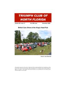 TRIUMPH CLUB OF NORTH FLORIDA Volume 20, Issue 11 Our 20th year