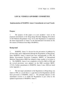 LVAC Paper no[removed]LOCAL VESSELS ADVISORY COMMITTEE Implementation of MARPOL Annex I Amendments on Local Vessels