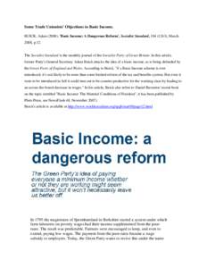 Some Trade Unionists’ Objections to Basic Income