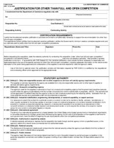 U.S. DEPARTMENT OF COMMERCE  FORM CD-492 (REVOAM  JUSTIFICATION FOR OTHER THAN FULL AND OPEN COMPETITION