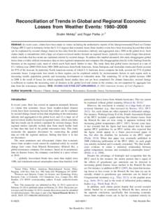 Reconciliation of Trends in Global and Regional Economic Losses from Weather Events: 1980–2008 Downloaded from ascelibrary.org by Colorado University At Boulder on[removed]Copyright ASCE. For personal use only; all r