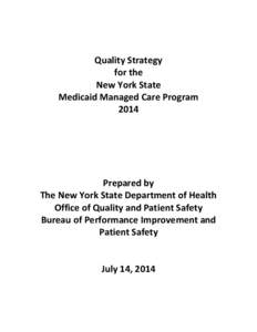 Quality Strategy for the New York State Medicaid Managed Care Program 2014