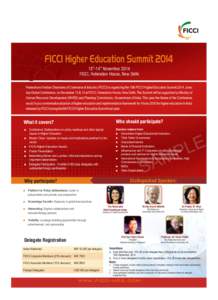 FICCI Higher Education Summit 2014 th th[removed]November 2014