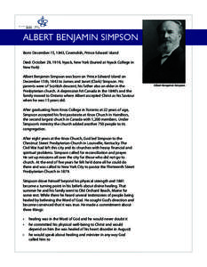 Albert Benjamin Simpson / Chestnut Street Presbyterian Church / Simpson / Presbyterian Church / Presbyterianism / Christianity / Protestantism / Christian and Missionary Alliance