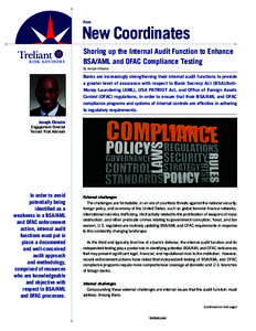 From  New Coordinates Shoring up the Internal Audit Function to Enhance BSA/AML and OFAC Compliance Testing By Joseph Chisolm