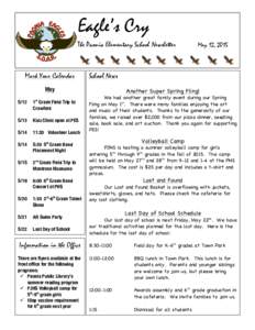 !  Eagle’s Cry The Paonia Elementary School Newsletter  May 12, 2015