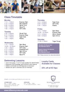 Class Timetable Monday 7.15 – 7.45am 5:15 - 5:45pm 6:00 - 6:45pm 7:00 - 7:45pm
