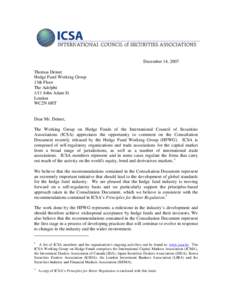 DRAFT ICSA WORKING GROUP LETTER TO THE HEDGE FUND WORKING GROUP