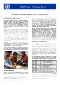 F OCHA Nepal – Thematic Report Issue No. 3 Kathmandu, June 2008
