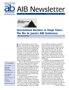 AIB Newsletter Vol. 16, No. 2 seco nd  Quarter