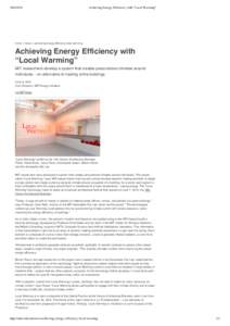 Achieving Energy Efficiency with “Local Warming” home > news > achieving energy efficiency local warming
