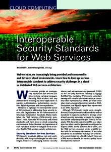 CLouD CoMPuTing  Interoperable Security Standards for Web Services Sitaraman Lakshminarayanan, GE Energy