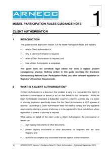 MODEL PARTICIPATION RULES GUIDANCE NOTE CLIENT AUTHORISATION 1 1