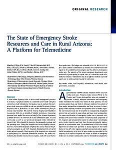 The State of Emergency Stroke Resources and Care in Rural Arizona: A Platform for Telemedicine