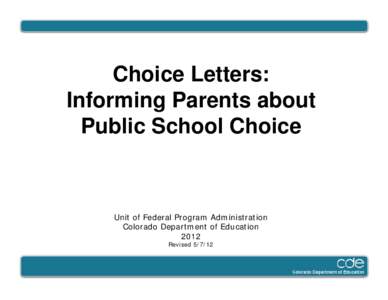 Choice Letters: Informing Parents about Public School Choice