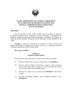 SAARC LIMITED MULTILATERAL AGREEMENT