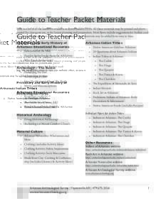 Guide to Teacher Packet Materials Here is a list of all the handouts available as downloadable PDFs. All these materials may be printed and photocopied for classroom use, or for lesson planning and preparation. Most flye