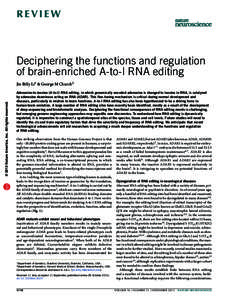 review  Deciphering the functions and regulation of brain-enriched A-to-I RNA editing  npg