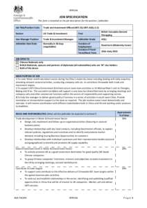 OFFICIAL  JOB SPECIFICATION This form is intended as the job description for the position / jobholder. Job Title/Position Code