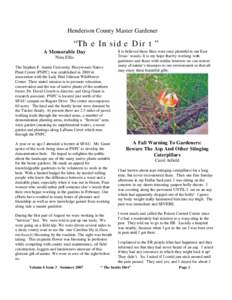 Henderson County Master Gardener  “The Inside Dirt” A Memorable Day Nina Ellis The Stephen F. Austin University Pineywoods Native