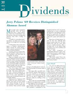 Jerry Pelano ‘69 Receives Distinguished Alumnus Award M  ost people enjoy recognition,