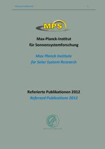 Refereed Publications  Max-Planck-Institut für Sonnensystemforschung Max Planck Institute for Solar System Research