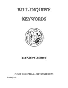 2015 General Assembly  PLEASE DISREGARD ALL PREVIOUS EDITIONS February 2016  PREFACE