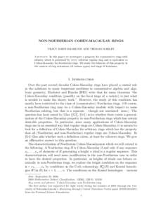 NON-NOETHERIAN COHEN-MACAULAY RINGS TRACY DAWN HAMILTON AND THOMAS MARLEY Abstract. In this paper we investigate a property for commutative rings with identity which is possessed by every coherent regular ring and is equ
