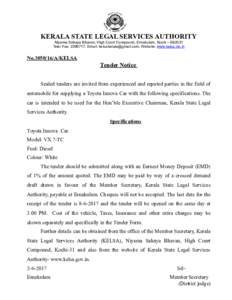 KERALA STATE LEGAL SERVICES AUTHORITY Niyama Sahaya Bhavan, High Court Compound, Ernakulam, Kochi – Tele/ Fax: , Email: , Website: www.kelsa.nic.in NoA/KELSA