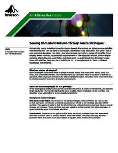 An Alternative Future  Seeking Consistent Returns Through Macro Strategies Alpha A measure of performance on a risk-adjusted basis.