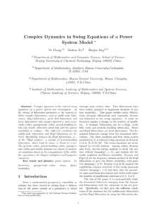 Complex Dynamics in Swing Equations of a Power System Model ∗ Yu Chang [1]  Dashun Xu[2]