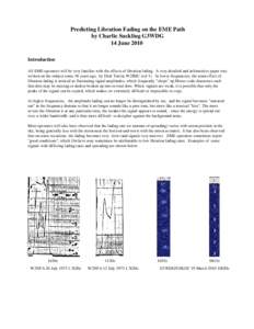 Predicting Libration Fading on the EME Path by Charlie Suckling G3WDG 14 June 2010 Introduction All EME operators will be very familiar with the effects of libration fading. A very detailed and informative paper was writ