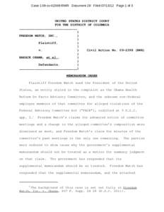 Case 1:09-cvRWR Document 28 FiledPage 1 of 3  UNITED STATES DISTRICT COURT FOR THE DISTRICT OF COLUMBIA ______________________________ )