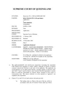 SUPREME COURT OF QUEENSLAND  CITATION: Beautrans P/L v CSR LtdQSC 002