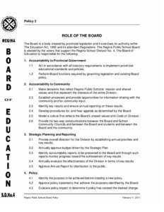 POLICY 1: BOARD MANDATE, VALUES AND BELIEFS