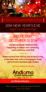 andiamo trattoria sterling heights presents[removed]new year’s eve night to remember  wednesday,
