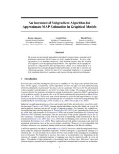 An Incremental Subgradient Algorithm for Approximate MAP Estimation in Graphical Models Jeremy Jancsary  Gerald Matz