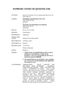 SUPREME COURT OF QUEENSLAND CITATION: Hyperion Technology Pty Ltd v Queensland Motorways LtdQSC 20