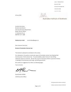 letter submitting  to Review of Aust Contract Law 20 July 2012
